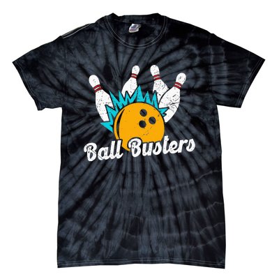 Classic Retro Bowling Team Name Ball Busters League Night Tie-Dye T-Shirt