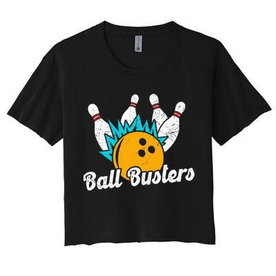 Classic Retro Bowling Team Name Ball Busters League Night Crop Top