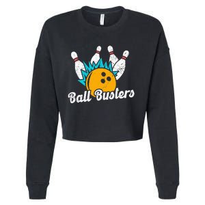 Classic Retro Bowling Team Name Ball Busters League Night Cropped Pullover Crew