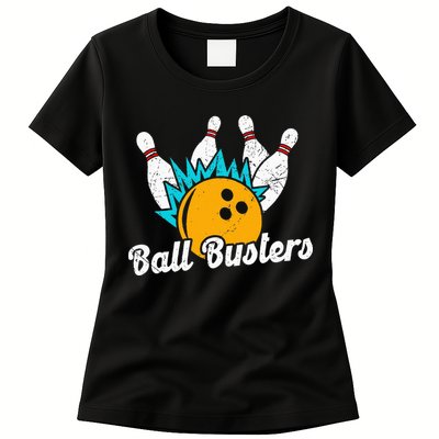 Classic Retro Bowling Team Name Ball Busters League Night Womens T-Shirt