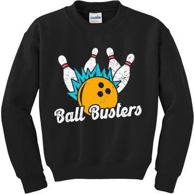 Classic Retro Bowling Team Name Ball Busters League Night Kids Sweatshirt