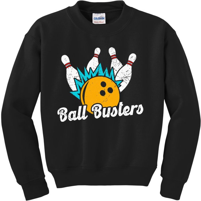 Classic Retro Bowling Team Name Ball Busters League Night Kids Sweatshirt