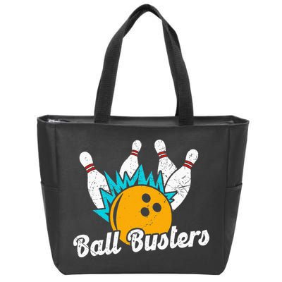 Classic Retro Bowling Team Name Ball Busters League Night Zip Tote Bag