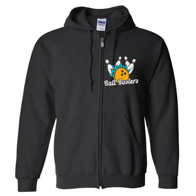 Classic Retro Bowling Team Name Ball Busters League Night Full Zip Hoodie