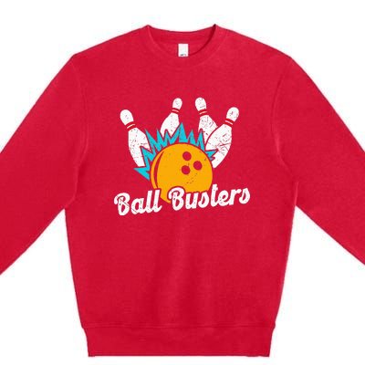 Classic Retro Bowling Team Name Ball Busters League Night Premium Crewneck Sweatshirt