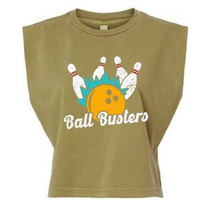 Classic Retro Bowling Team Name Ball Busters League Night Garment-Dyed Women's Muscle Tee