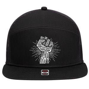 Civil Rights Black Power Fist March For Justice 7 Panel Mesh Trucker Snapback Hat