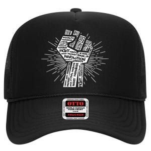 Civil Rights Black Power Fist March For Justice High Crown Mesh Back Trucker Hat