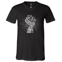 Civil Rights Black Power Fist March For Justice V-Neck T-Shirt