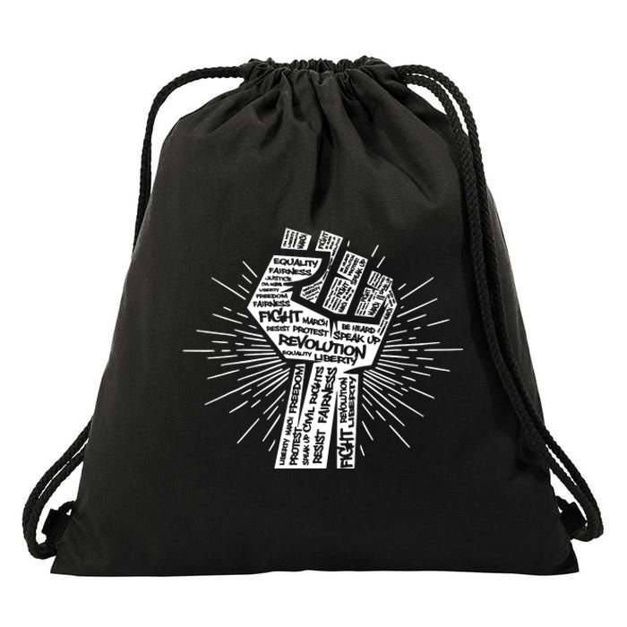 Civil Rights Black Power Fist March For Justice Drawstring Bag