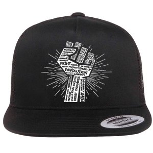 Civil Rights Black Power Fist March For Justice Flat Bill Trucker Hat