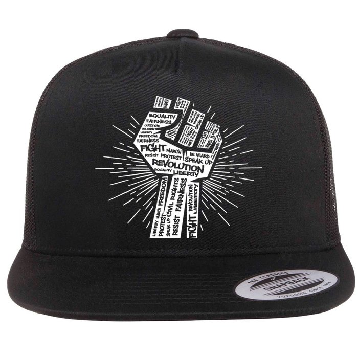 Civil Rights Black Power Fist March For Justice Flat Bill Trucker Hat