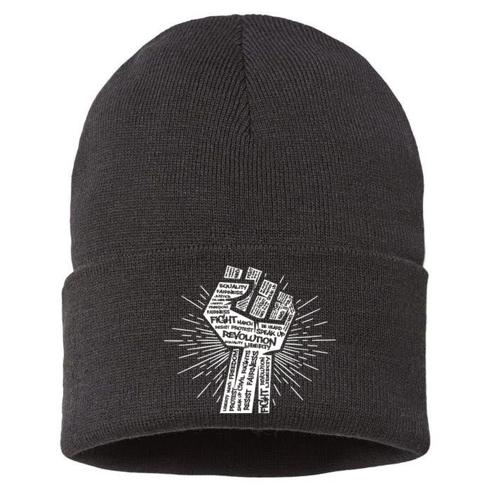 Civil Rights Black Power Fist March For Justice Sustainable Knit Beanie