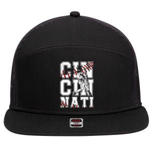 Cincinnati Retro Baseball Lover Met At Game Day 7 Panel Mesh Trucker Snapback Hat