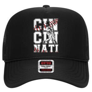 Cincinnati Retro Baseball Lover Met At Game Day High Crown Mesh Back Trucker Hat