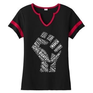 Civil Rights Black Power Fist March For Justice Ladies Halftime Notch Neck Tee