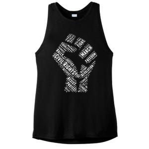 Civil Rights Black Power Fist March For Justice Ladies PosiCharge Tri-Blend Wicking Tank