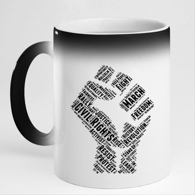 Civil Rights Black Power Fist March For Justice 11oz Black Color Changing Mug