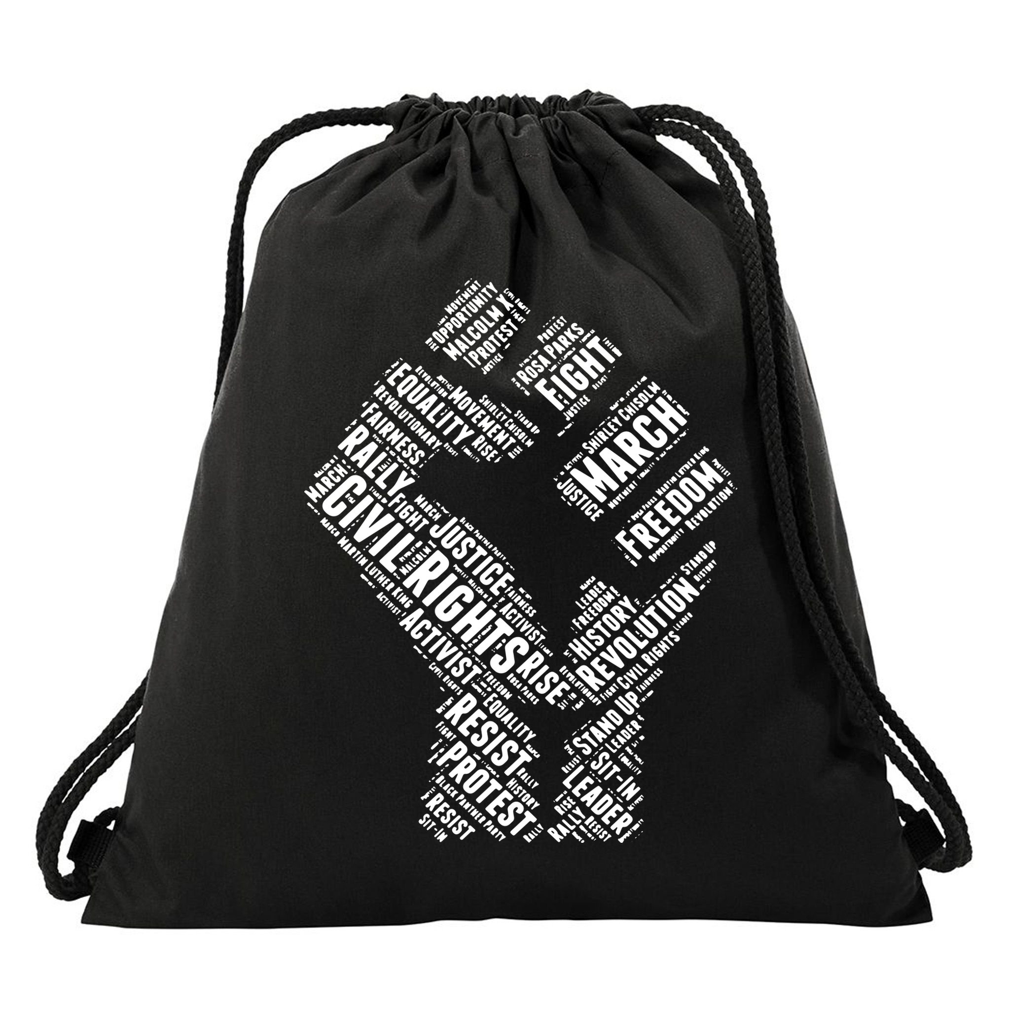 Civil Rights Black Power Fist March For Justice Drawstring Bag