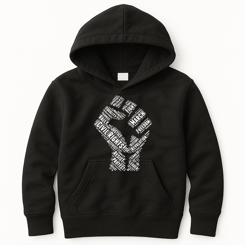 Civil Rights Black Power Fist March For Justice Kids Hoodie