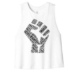 Civil Rights Black Power Fist March For Justice Women's Racerback Cropped Tank