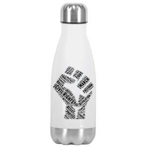 Civil Rights Black Power Fist March For Justice Stainless Steel Insulated Water Bottle