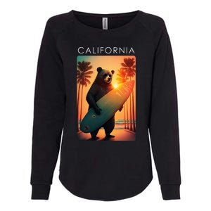 Cool Republic Bear Surfing Beach California Womens California Wash Sweatshirt