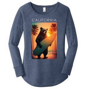 Cool Republic Bear Surfing Beach California Women's Perfect Tri Tunic Long Sleeve Shirt