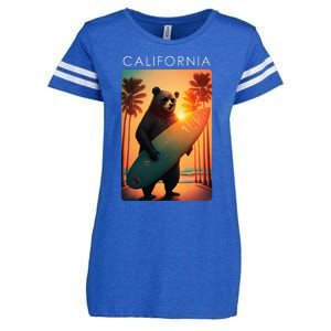 Cool Republic Bear Surfing Beach California Enza Ladies Jersey Football T-Shirt