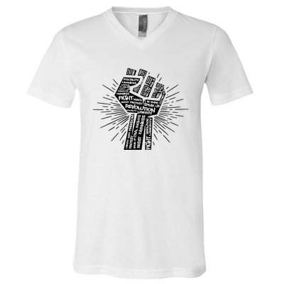 Civil Rights Black Power Fist March For Justice | Black Lives Matter V-Neck T-Shirt