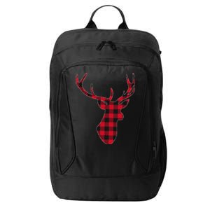 Classic Red & Black Christmas Buffalo Plaid Deer City Backpack