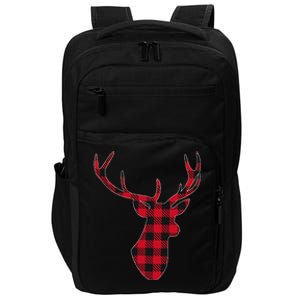 Classic Red & Black Christmas Buffalo Plaid Deer Impact Tech Backpack