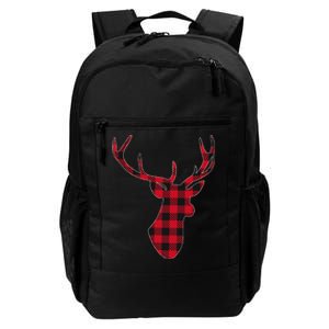 Classic Red & Black Christmas Buffalo Plaid Deer Daily Commute Backpack