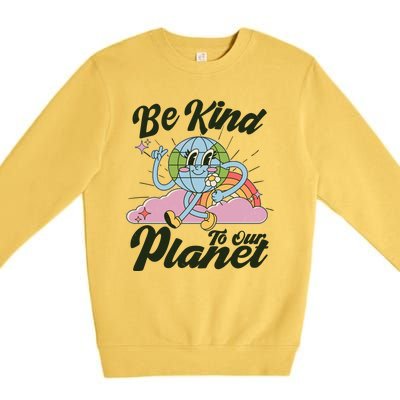 Cute Retro Be Kind To Our Planet Celebrate Earth Day Premium Crewneck Sweatshirt