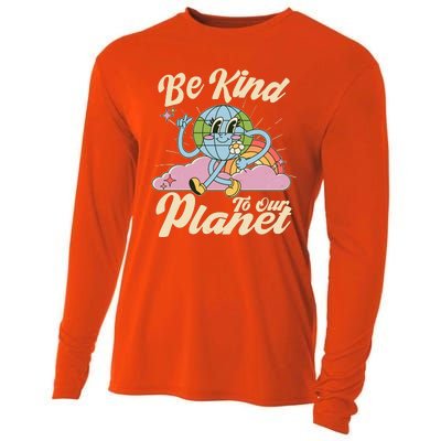 Cute Retro Be Kind To Our Planet Celebrate Earth Day Cooling Performance Long Sleeve Crew