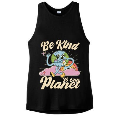 Cute Retro Be Kind To Our Planet Celebrate Earth Day Ladies PosiCharge Tri-Blend Wicking Tank