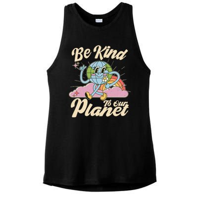 Cute Retro Be Kind To Our Planet Celebrate Earth Day Ladies PosiCharge Tri-Blend Wicking Tank