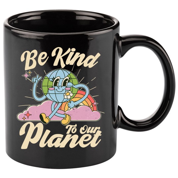 Cute Retro Be Kind To Our Planet Celebrate Earth Day 11oz C Handle Ceramic Mug
