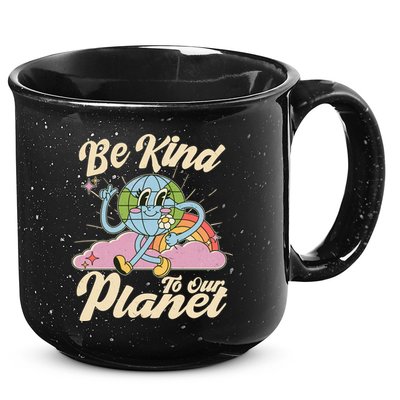 Cute Retro Be Kind To Our Planet Celebrate Earth Day 15oz Campfire Ceramic Mug