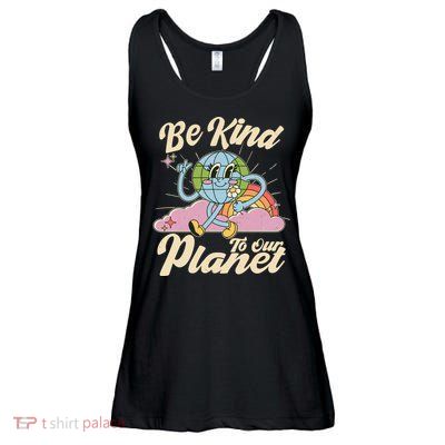 Cute Retro Be Kind To Our Planet Celebrate Earth Day Ladies Essential Flowy Tank