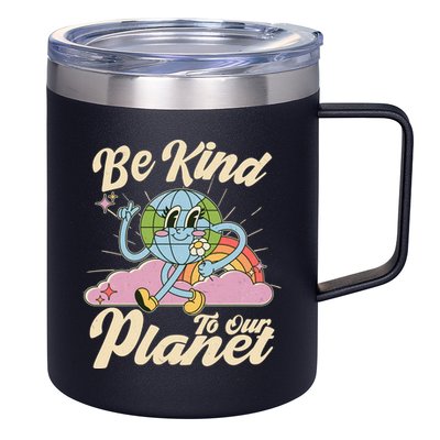 Cute Retro Be Kind To Our Planet Celebrate Earth Day 12oz Stainless Steel Coffee Mug