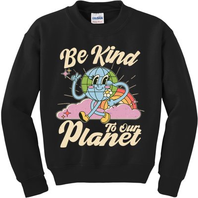 Cute Retro Be Kind To Our Planet Celebrate Earth Day Kids Sweatshirt