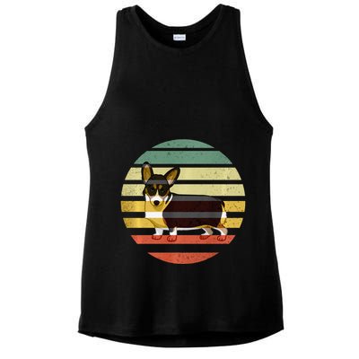 Cute Retro Black Tricolor Pembroke Welsh Corgi Dog Rbtpwc Ladies PosiCharge Tri-Blend Wicking Tank