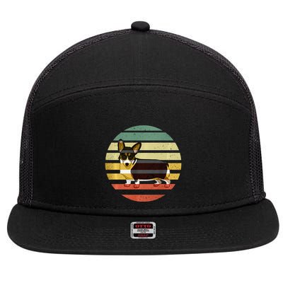 Cute Retro Black Tricolor Pembroke Welsh Corgi Dog Rbtpwc 7 Panel Mesh Trucker Snapback Hat