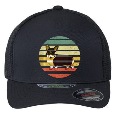 Cute Retro Black Tricolor Pembroke Welsh Corgi Dog Rbtpwc Flexfit Unipanel Trucker Cap