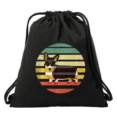 Cute Retro Black Tricolor Pembroke Welsh Corgi Dog Rbtpwc Drawstring Bag
