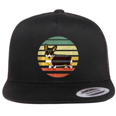 Cute Retro Black Tricolor Pembroke Welsh Corgi Dog Rbtpwc Flatbill Hat