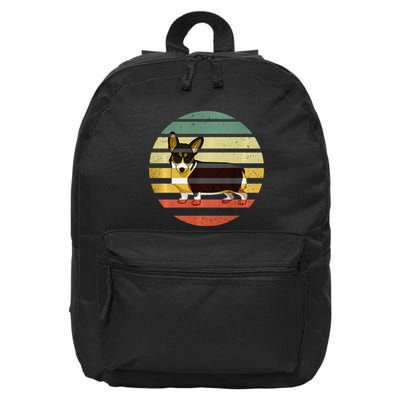 Cute Retro Black Tricolor Pembroke Welsh Corgi Dog Rbtpwc 16 in Basic Backpack