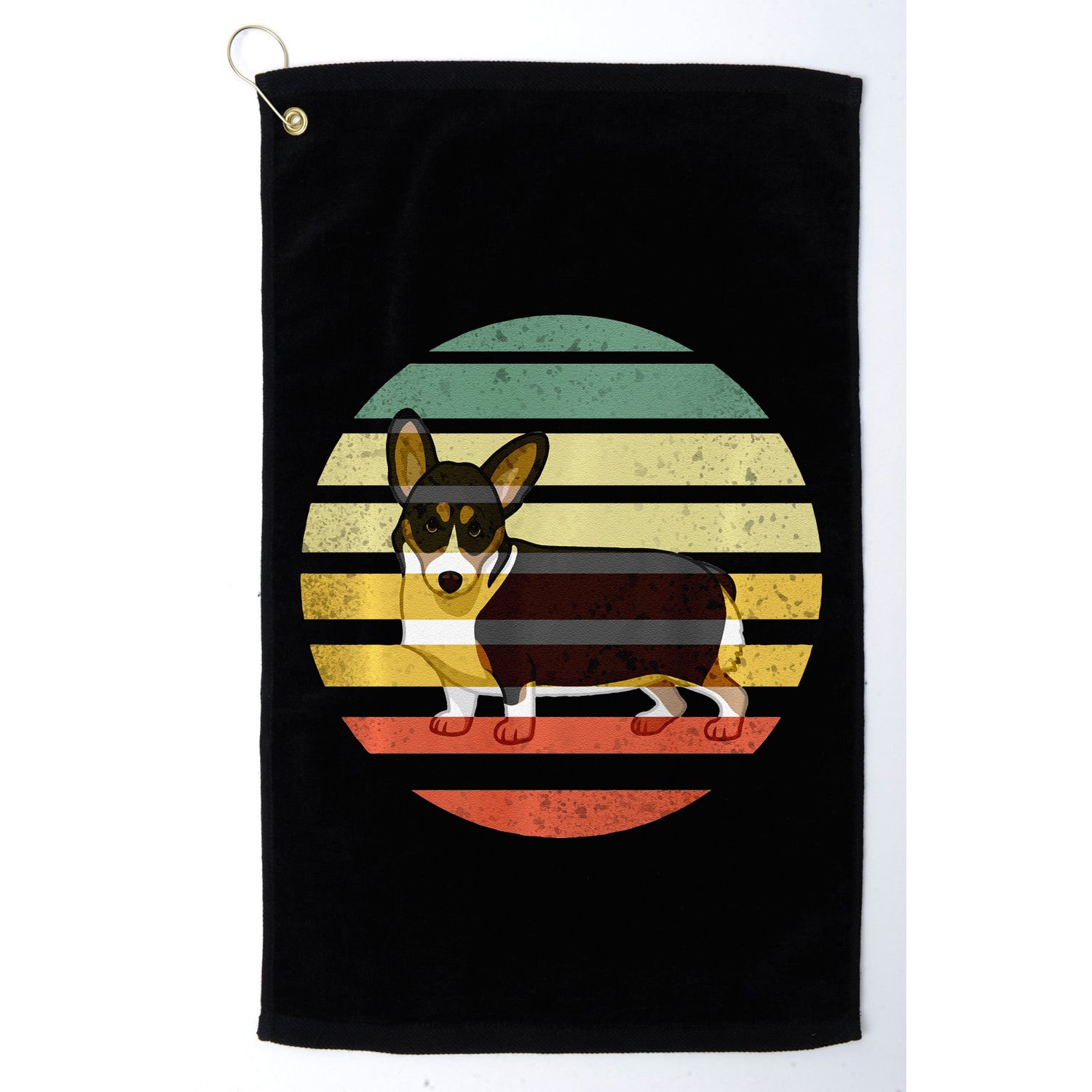 Cute Retro Black Tricolor Pembroke Welsh Corgi Dog Rbtpwc Golf Towel
