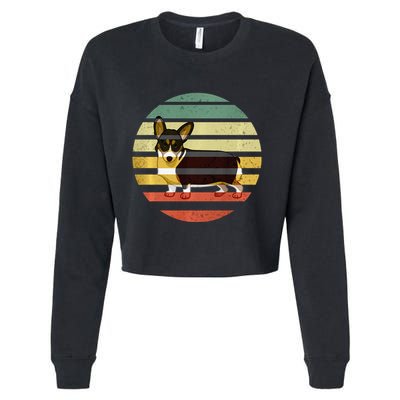 Cute Retro Black Tricolor Pembroke Welsh Corgi Dog Rbtpwc Cropped Pullover Crew